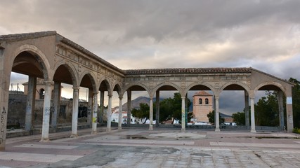 Vistas de la torre de la iglesia de la Merced de Baza, Granada, España  - obrazy, fototapety, plakaty