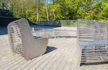 modern metal round garden bench