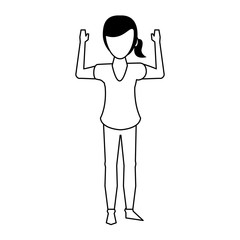 woman faceless avatar body cartoon in black and white