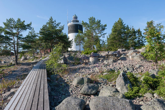 Famous old lighthouse on Stor Jungfrun Island innorthern Sweden, Scandinavia