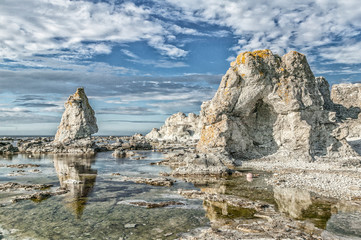 Fototapeta na wymiar Raukar formation, a limestone reef on Gotland Island, Sweden, Scandinavia, Europe