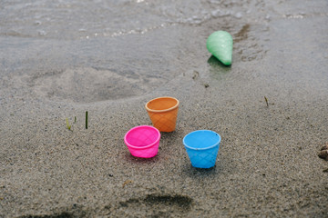 Fototapeta na wymiar Toys at a beach