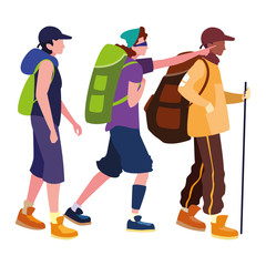 young group people hiking wanderlust