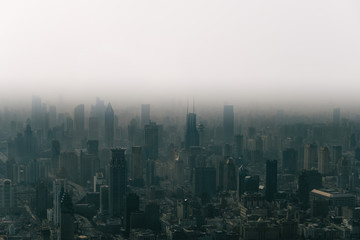 Aerial View of Shanghai Showing its Pollution