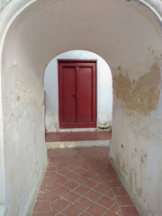 door in brick wall