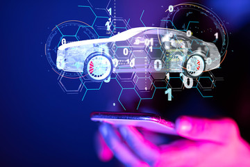 digital car technology smart in virtuel room
