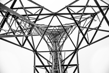 metal construction, communication mast bottom view