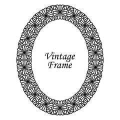 Decorative oval modern retro frame. Black border on white background
