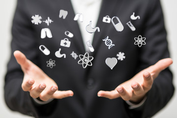 working on a virtual screen. medical technology concept