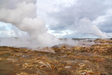 Fototapeta na wymiar Gunnuhver Hot Springs in Iceland