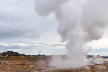Fototapeta na wymiar Steam from Geothermal Park in Iceland