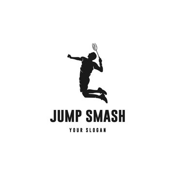 Jump Smash Badminton Silhouette Logo