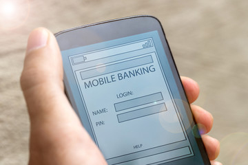 mobile banking smartphone composing