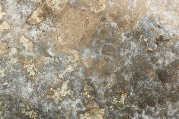 texture of old rumpled shabby metal, close-up abstract background