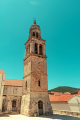 Fototapeta na wymiar Church of St. Joseph Bell Tower, Vela Luka, island of Korcula, Croatia
