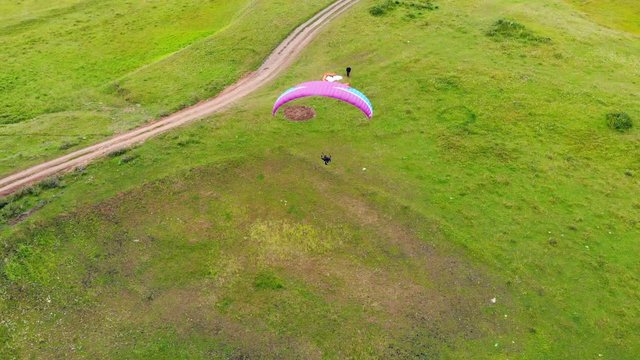 Landing of the paraplane in a top view