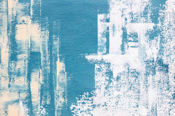 abstract textured blue acrylic painting on canvas 