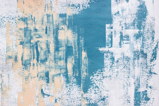 abstract textured blue acrylic painting on canvas 