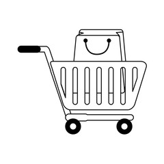 shopping commerce sale marketing cartoon in black and white