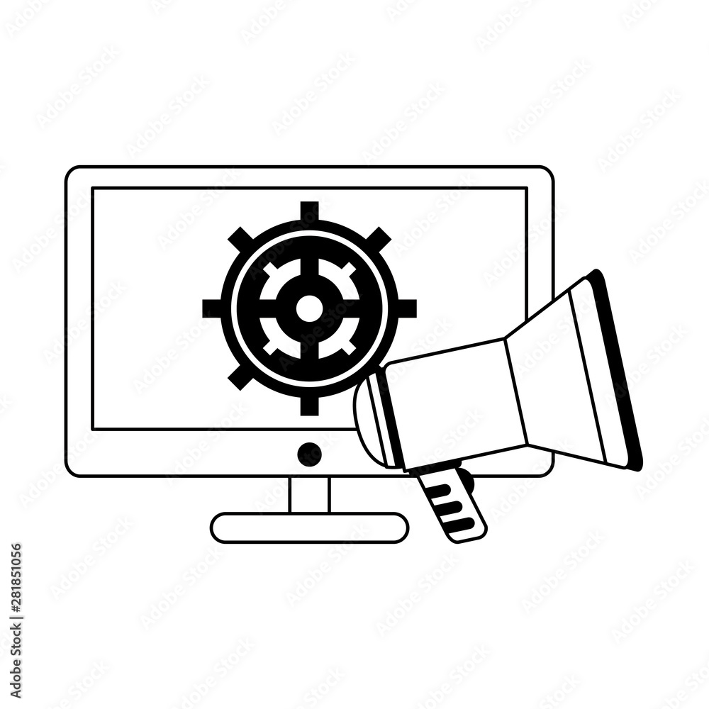 Poster technology digital modern hardware cartoon in black and white