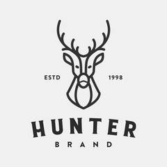 deer logo and line art logo template