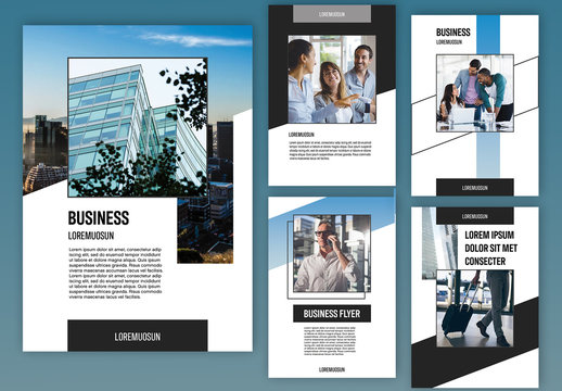 Business Flyer Layout Set with Blue Elements