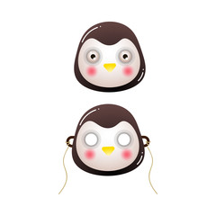 Cute arctic penguin kid mask with eyes and holes