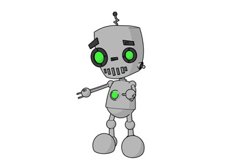 Cute Robot with Colors and Shadows