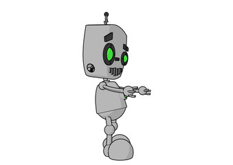 Cute Robot with Colors and Shadows