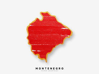 Montenegro detailed map with flag of country. Painted in watercolor paint colors in the national flag