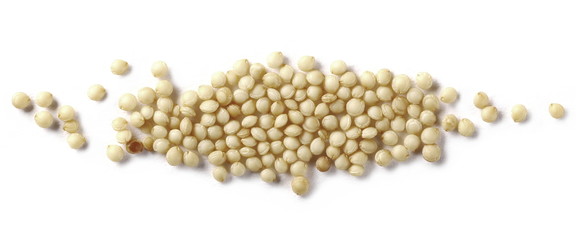 Amaranth seeds isolated on white background, macro top view