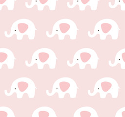 Elephants pattern. Cute seamless background. Pink, taupe, white pattern. 