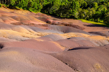 Seven coloured earth (sandstone formation with seven colours) on Mauritius island, Chamarel, Indian...