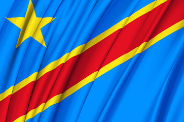 Democratic Republic Of Congo waving flag illustration.