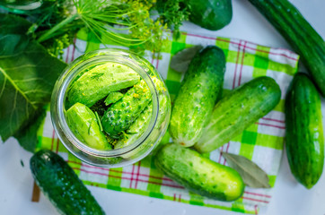 cucumbers in banks, canning process for the winter