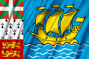 Saint-Pierre And Miquelon waving flag illustration.