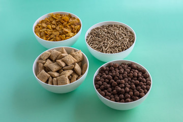 Variety of colorful cereals for breakfast