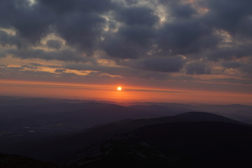 Fototapeta premium Schneekoppe Sonnenaufgang