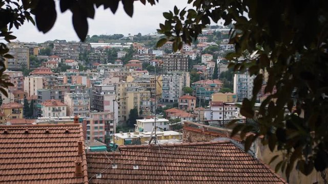 Suburb of San Remo, Italy. Reveal shot, SLOW MOTION