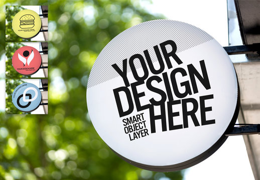 Round Outdoor Sign Mockup