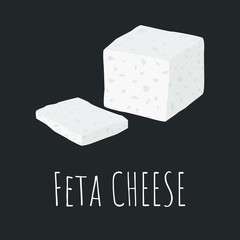 Feta cheese cartoon style vector clip-art.