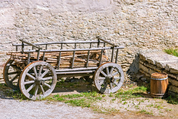 Fototapeta na wymiar Cart with firewood.