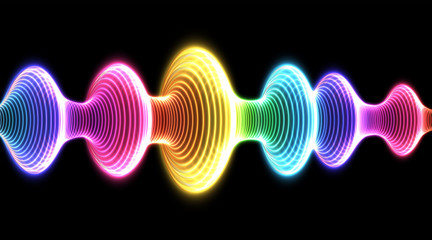 Rainbow sound wave, 3D music equalizer. Vector illustration.