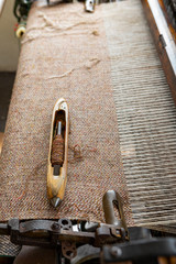 traditional weaving loom and shuttle for Tweed weaving