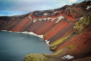 the volcanic lake in Iceland