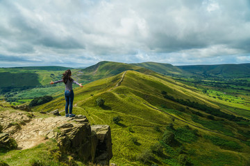 A woman at the peak, Peak District in England