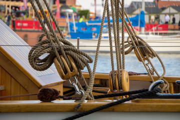 winch and rope on sailboat