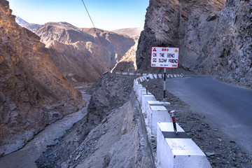 The mountain view on the road in spiti valley