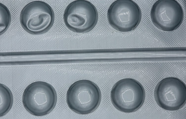 Blister foil pack with pills. Closeup view