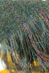 woolen scarf with fringes made of Harris Tweed